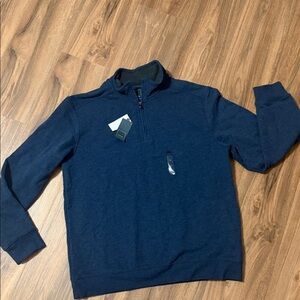 Arrow Men's Dark Blue Zip-Up Sueded fleece Sweater